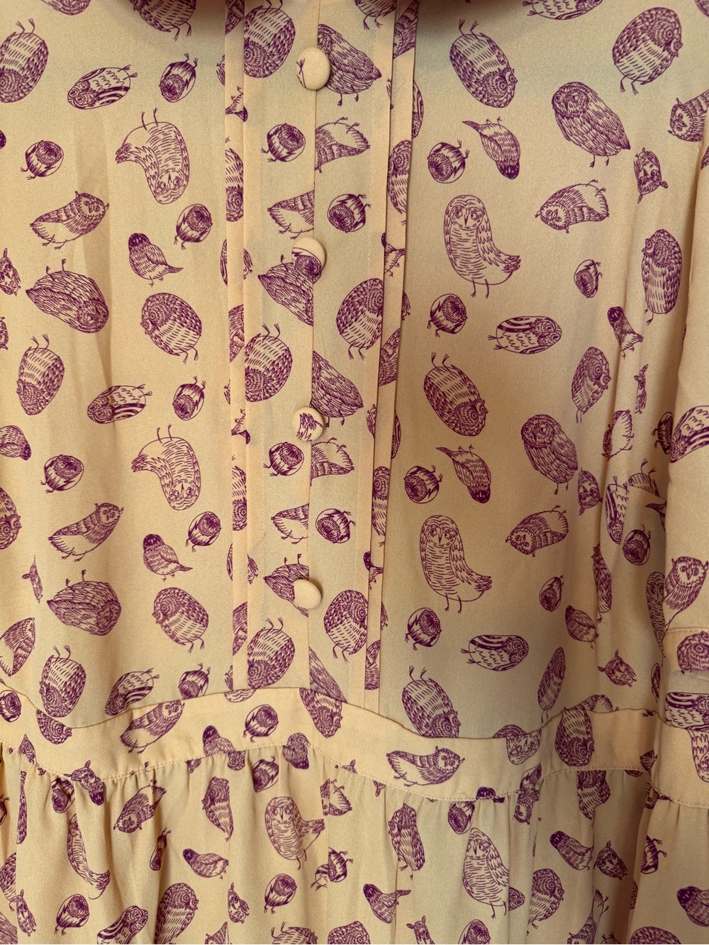 ModCloth Mustard Yellow Bird Print Dress with Peter Pan Collar - Picture 3 of 5